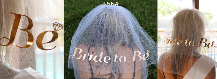 bride to be veil rose gold
